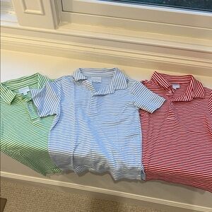 Little English Striped Kids Polo Shirt Set - Green, Blue, and Red